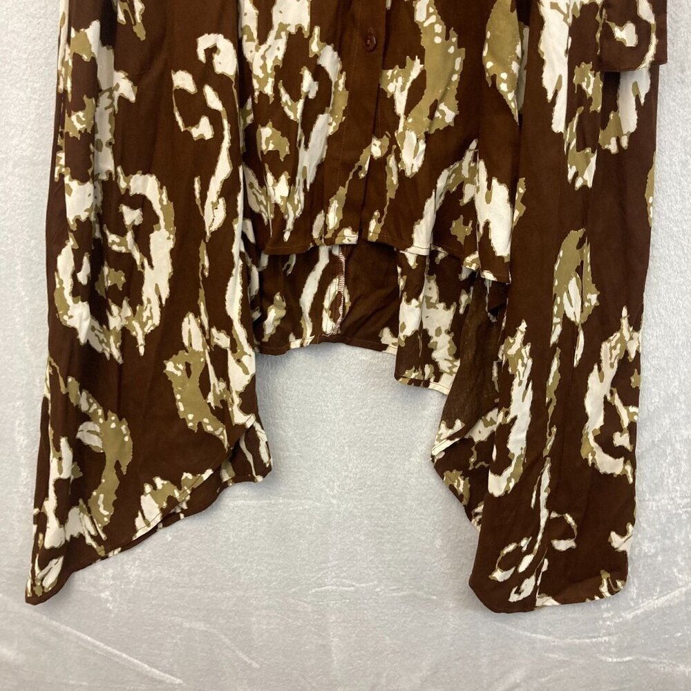 Ashley Stewart Belted Maxi Dress Women's 22/24 Brown Western Rodeo Sharkbite Hem - Picture 11 of 11